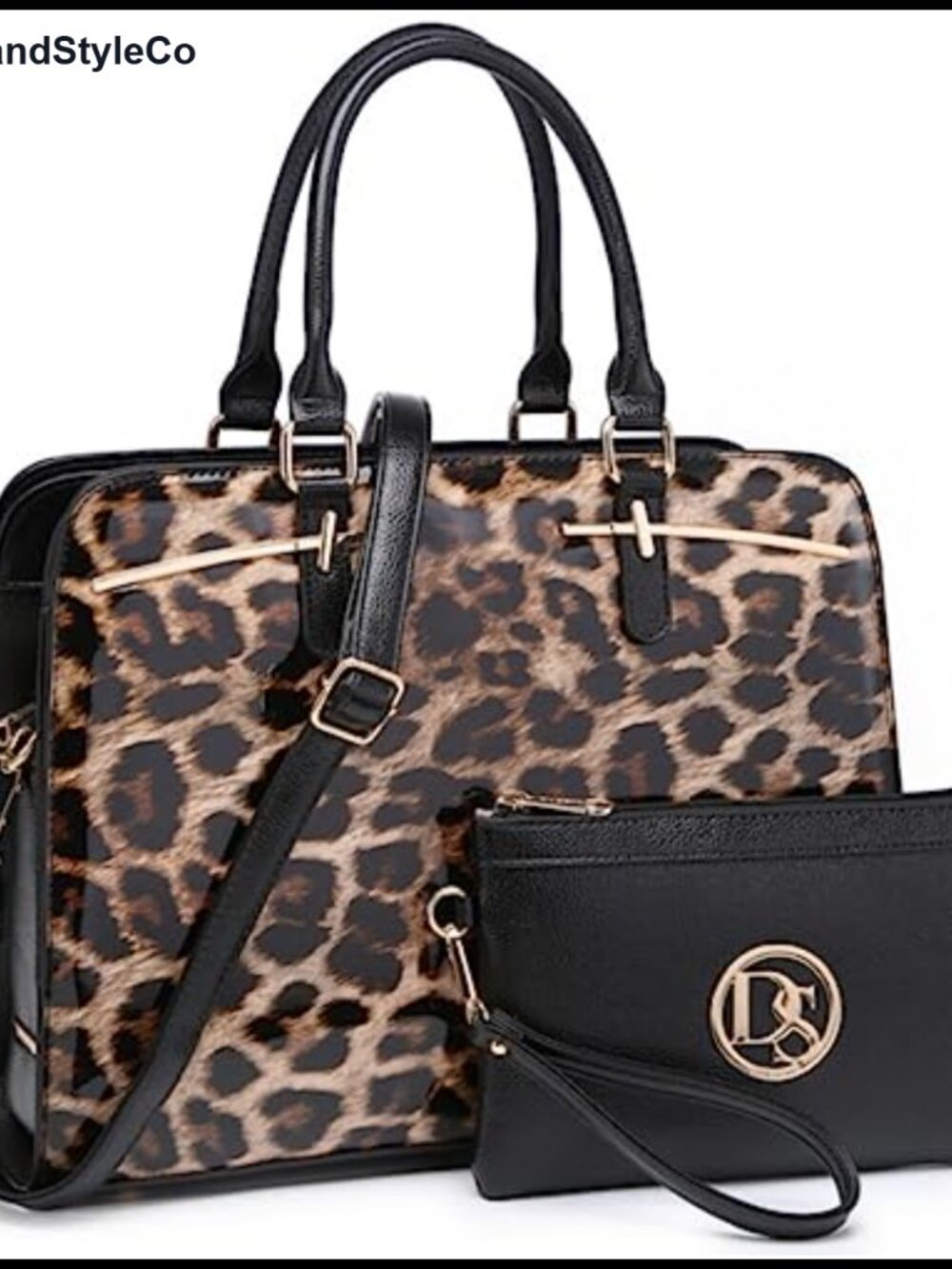 Vegan Leather Satchel Tote Hobo Bag Top Handle Purse Set 2pc